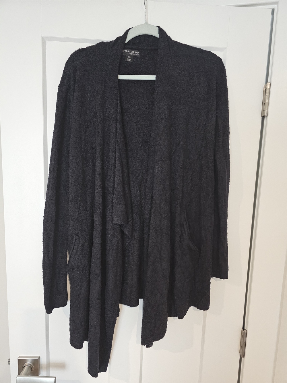 Barefoot Dreams Black Open-Front Plush Cardigan